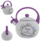 KADAX Wasserkessel aus Edelstahl, Teekessel 2.2L, Emaillekessel mit Griff, Retro Wasserkocher für alle Herdarten, Teekocher, Flötenkessel, Pfeifkessel (Weiß-Violett)