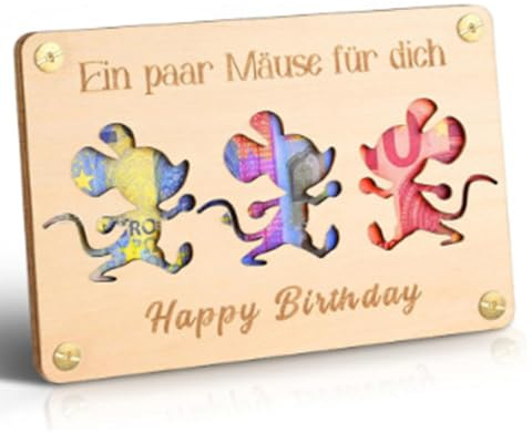 sundrerfect Geldgeschenke Geburtstag, Die Maus-Poster Mit Rahmen, Holzgeburtstagskarte In Kleiner Form, Kreative Geldgeschenkverpackung, Coole Geldkarte Geburtstag (Holzfarbe)