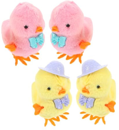 Alasum 4 Stück Aufzieh Küken Spielzeug Plüsch Huhn Springen Party Deko Frühlingsfest Geschenkkind Windup Toy Kinderhaus