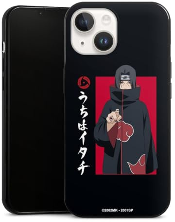 Slim Case extra dünn kompatibel mit Apple iPhone 14 Silikon Handyhülle schwarz Hülle Naruto Shippuden Itachi Uchiha Offizielles Lizenzprodukt