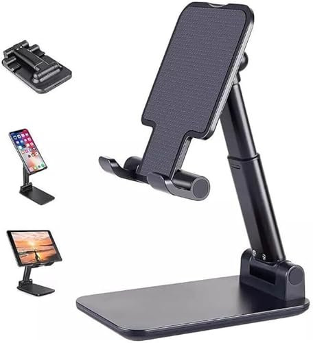 Koliyn Adjustable Cell Phone Stand for Desk, Foldable Cell Phone Holder, Cradle, Dock, Tablet Stand, Case Friendly Compatible with All Mobile Phone/iPad/Kindle/Tablet (Aluminum alloy version)