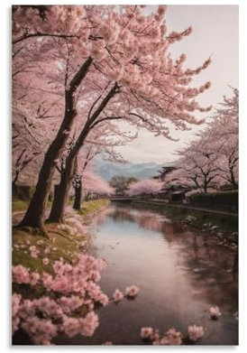 MBRAIKEG Poster de la chanson FujiAlbum de fleurs de cerisier sous le Mont - Toile décorative - Décoration murale - Style sans cadre - 50 x 75 cm