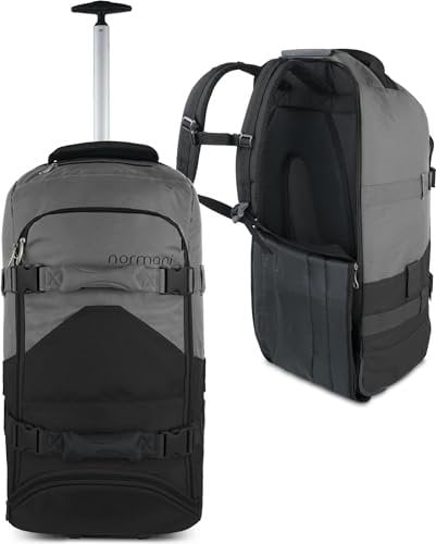 normani Reisetasche Trolley mit Rucksackfunktion 90 Liter - Backpacker mit Frontloader praktischer Reisetrolley und Rucksack in Einem mit 7 Fächern Farbe Schwarz/Grau