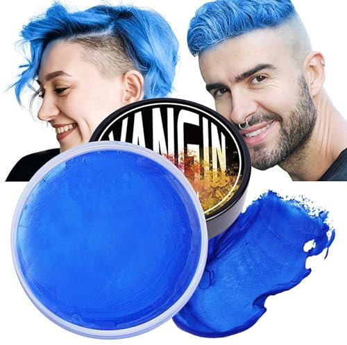 Tinte de pelo azul temporal, tono de pelo para hombres y mujeres, Pomada de peinado natural, tinte de pelo para fiestas, cosplay y Halloween, Navidad, crema temporal de tinte para el cabello (100 g