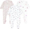 TupTam Baby Unisex Schlafstrampler Mädchen Schlafanzug mit Fuß Jungen Spieler 3er Pack, Farbe: Blätter Blumen Herzchen, Größe: 62