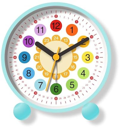 Sunshine smile Kinderwecker für Schulanfänger,Kinderwecker Jungen,Wecker Kinder mit Nachtlicht,Wecker Analog Ohne Ticken Kinder,Lernwecker Kinder Ohne Ticken