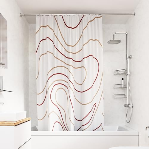 Croydex Shower Curtain with Pink Swirl Design, 1800W x 1800H | Cling Resistant Weighted Hem | Machine Washable | Coated with Proseal for Water Repellence | 100% Polyester