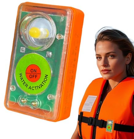 Life Jacket Strobe Light, Urgency Positioning Beacon, Impermeabile Safety Signal, Seawater Activated LED, Strobe Light for Boating, Fishing, Marine Rescue, 1,18 x 2,09 pollici