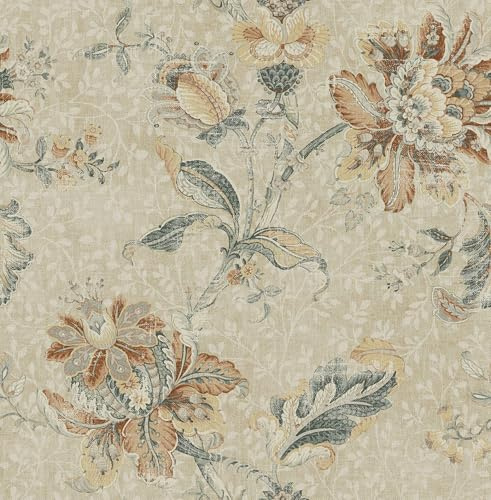 HaoCaihwhui Vintage Floral Peel and Stick Wallpaper, Pink and Green Botanical, Self-Adhesive Material, 17.3x118 Inch, Thickened, for Home Office, Living Room