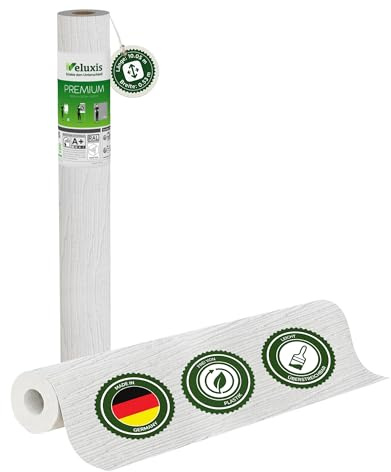 Vliestapete Premium Streifenoptik mit Textilstruktur – 10,05 m × 0,53 m | Renoviervlies Streifenoptik mit Textilstruktur, rissüberbrückend, blickdicht, überstreichbar, Made in Germany I Veluxis ®