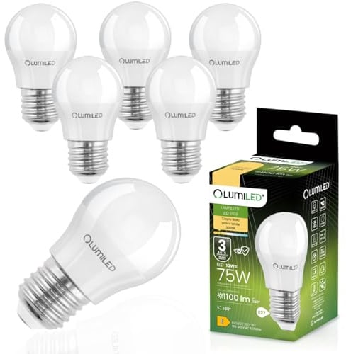 Lumiled LED Leuchtmittel E27 P45 10W ersetzt 75W 1100lm 3000K Warmweiß 180° Abstrahlwinkel Gleichmäßiges Licht Nicht Dimmbar 230V 6er Set