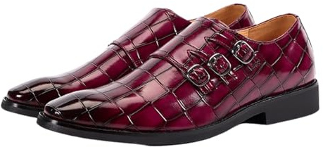 Hantverkade Lacklader Affärsloafers Vintage Dubbel Monk-strap Klädkor For Män Bröllop Och Avslappnade Tillfällen