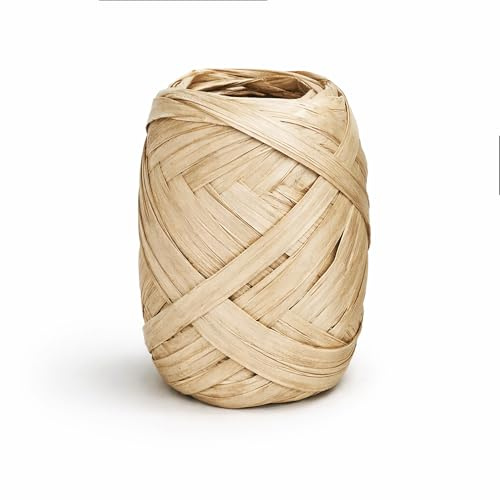 Papierband Raffiabast 20m Geschenkband Raffia Papier Schnur für Craft Verpackung - Bastband Papiergarn zum Binden Verzieren - Bänder für Bastelarbeiten Geschenke Dekorationen - Natur Beige