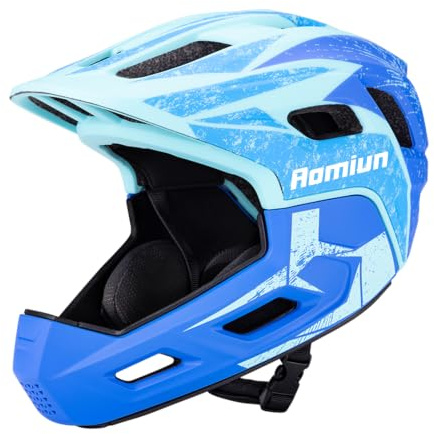 Aomiun Casque de Vélo pour Enfants Casque de Vélo pour Enfants Intégral avec Mentonnière épaissie Améliorée Taille S 51-54CM (S)