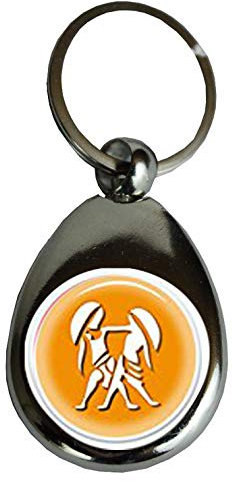 Schlüsselanhänger Einkaufschip Sternzeichen Geschenk Geburtstag Metall silber (Zwillinge)