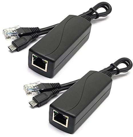 ANVISION 2-Pack Actif 5V 2.4A PoE Splitter Adaptateur IEEE 802.3af Compatible Micro USB 48V à 5V / 2.4A pour Tablettes, Dropcam ou Raspberry Pi, IPC, Caméra IP et Plus