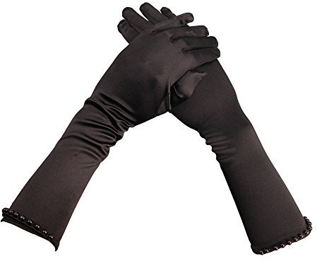 Girls Wedding Gloves Flower Girl Long Mittens Kids Stretchy Satin Solid Full Fingers Handwear Reusable Elbow Length Dress Mitts for Costume Proms Fancy Dress Party, Performance, Drama,Evening Ball