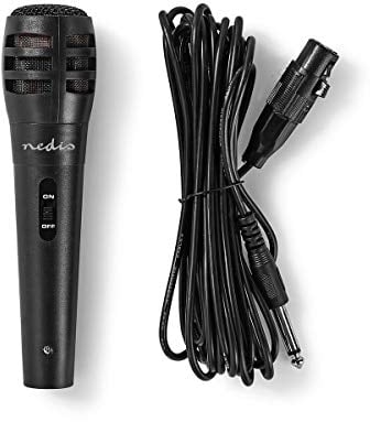 NEDIS Kabelgebundenes Mikrofon Cardioid Abnehmbares Kabel 5.00 m 80 Hz 12 kHz 600 Ohm -75 dB EIN-/Ausschalter ABS/Aluminium Schwarz 5.00 m Schwarz MPWD15BK