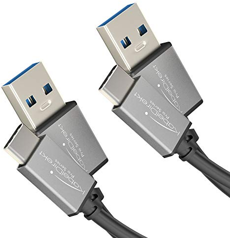 KabelDirekt – Cavo con connettore USB A 3.0 e USB-C – 2x 1 m – cavo dati e cavo di carica SuperSpeed, ideale per smartphone e tablet con porta USB-C, colore nero/space grey