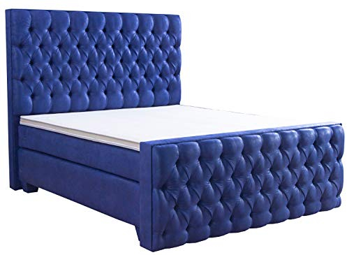 AUKONA Boxspringbett Valentin 160x200 mit Fußteil, Farbe wählen und ändern, 7 Zonen Taschenfederkern-Matratze, H2 H3 H4, Komfortschaum -Topper, Lieferung und Aufbau kostenlos