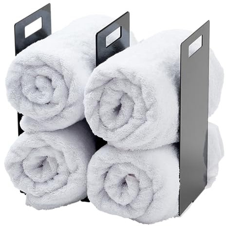 Yamazaki 4317 Tower Towel Organizers (Set of 2), Black, Steel, 14.5 x 14.5 x 30 cm