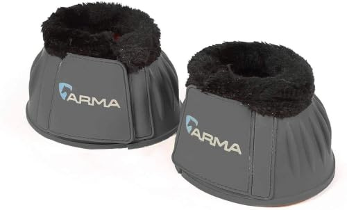 Shires Arma Overreach Fleece Bell Boots - Durable Gum Rubber with SupaFleece Trim and Double Velcro Grey/X-Full