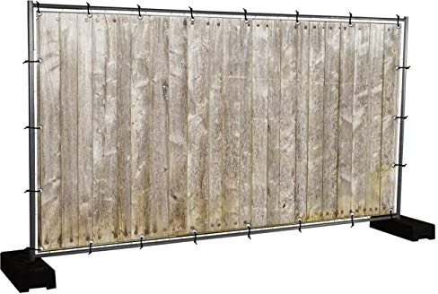 Holzwand Motivbanner Garten, Sichtschutz, Gartendeko, Plane, verschiedene Motive (PVC - 340 x 173 cm) (Holzwand (3149))