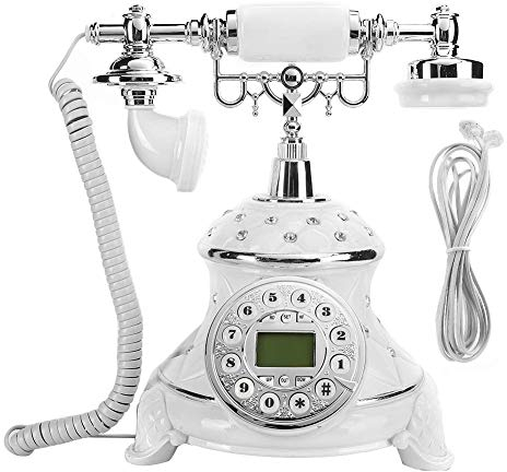 VBESTLIFE Telefono Vintage Antico retrò per la casa, Telefono Fisso con Bianchi e Telefono Fisso per L'Ufficio Desktop Domestico