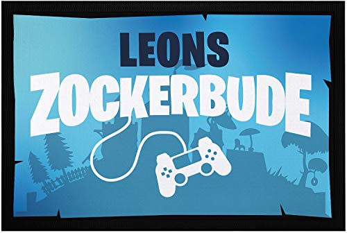 SpecialMe® Fußmatte Kinderzimmer Zockerbude personalisiert mit Name Türvorleger Kind rutschfest & waschbar weiß 60x40cm