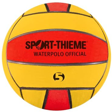 Sport-Thieme Wasserball Official | Waterpolo | Wettkampf geeignet | Oberfläche mit spezieller Rillenstruktur | In Größe 3, 4 o. 5 | Material: Gummi | Farbe: Gelb-Rot
