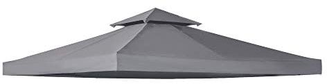 Outsunny Toit de Remplacement pour pavillon de Jardin Toile de Rechange pour pavillon tonnelle Tente 3 x 3 m Gris
