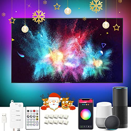 Valentinstag Deko TV Lichterkette, Alexa USB WiFi Smart Bluetooth Sync LED Lichterkette mit Musik, App und Sprachsteuerung kompatibel mit Alexa und Google Home für 40-60 Zoll HDTV/PC