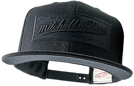 Mitchell & Ness 2 Tone Box Logo - Flat Visor Snapback Basecap, Black-Black