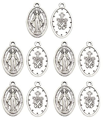 YAQINUO Fátima Marias Erscheinung Heiliger Benedikt Medaille/Kreuz Anhänger Schutzgebet Kompatibel mit Männern & Frauen 10 Stück