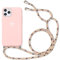 Yoedge Coque avec Cordon pour Huawei P20 Lite, TPU Souple Silicone Mat Etui Antichoc Cover avec Réglable Collier Chaîne Portable Cœur Blanc Motif Housse pour Huawei P20lite (5,84 Pouce), Rose