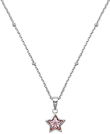 Prinzessin Lillifee Silber Mädchen Kinder Halskette mit rosa Stern-Anhänger, Kommt in Schmuck Geschenk Box