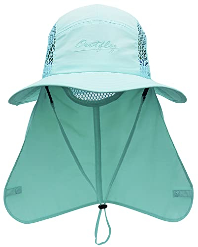 Unisex Safari Cap mit extra langem Nackenschutz Buschhut Sonnenhut Legionärskappe UPF 50+ UV-Schutz Atmungsaktiv für Camping Outdoor - 56-60 Türkis