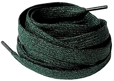 BupiMufi Cordones planos de 9-10 mm de ancho con purpurina [ de material mejorado] resistentes a la rotura metálicos brillantes cordones de zapatos con diseño Bling, verde oscuro, 120