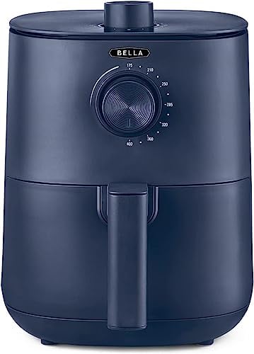 BELLA 3 l Manuelle Heißluftfritteuse, ölfreies Frittieren, Spülmaschinenfeste Antihaft-Pfanne und Frittiergestell für Einfache Reinigung, mattblau