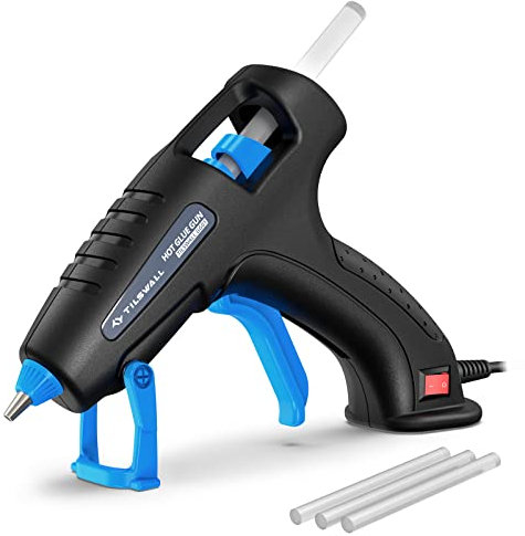 Tilswall Hot Glue Gun Kit, 60W Mini Melt Guns with 3pcs 7mm x 100mm Glue Sticks, Fast Heating Glue Gun for DIY, Art, Crafts, Sealing, Home Repairs, Card, Glass, Office Repair
