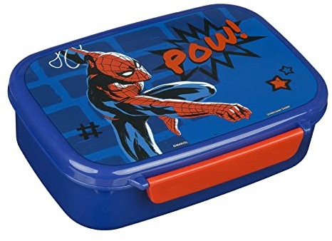 Scooli Fiambrera de plástico Spider-Man con inserto y clip de cierre, fiambrera, regalo para niños