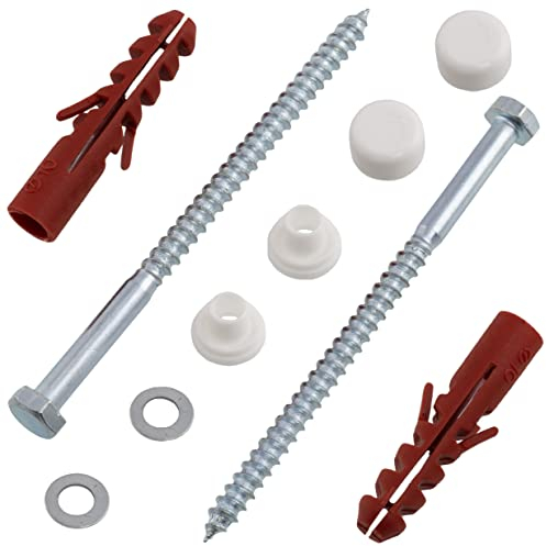 AERZETIX - C65142 - Kit de fixation pour WC/bidet vis Ø6x100 mm montage au sol - cheville Ø10x50 mm - en nylon/métal - tirefonds à tête hexagonale - pour sanitaire béton travaux fixation plomberie