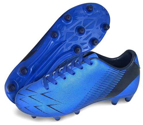 Vizari Ranger FG fotbollsskor för barn – dubbar – utomhus fast underlag – fotbollsskor för pojkar och flickor, blå svart, 31.5 EU