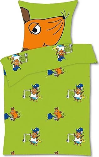 Die Maus Kinder-Bettwäsche Fussballmotiv, 135 x 200 cm + 80 x 80 cm