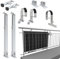 NuaSol - Balkonkraftwerkhalterung Geländer Befestigung für 1 Solarmodul, ein Wechselrichter Photovoltaik | rund | Set | Neigungswinkel 0° & 25-45°| Geländer Durchmesser bis 80mm, Silber