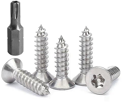 FarDeer acier inoxydable Tête fraisee vis de sécurité vis en tôle M4/M5 Vis anti-vol Torx vis en tôle de sécurité argent vis antivol et inviolable (M5*30mm * 40pcs)