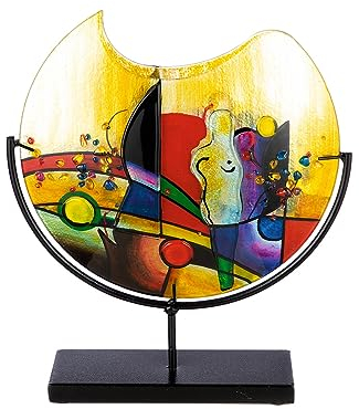 GILDE GLAS art Vase décoratif en Verre sur Pied en métal - Décoration de Salon - Cadeaux pour Femme, Anniversaire, Noël - Multicolore - Hauteur 38 cm