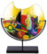 GILDE GLAS art Vase décoratif en Verre sur Pied en métal - Décoration de Salon - Cadeaux pour Femme, Anniversaire, Noël - Multicolore - Hauteur 38 cm