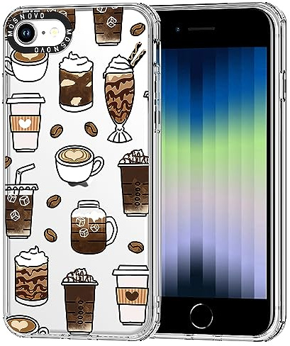 MOSNOVO für iPhone SE/iPhone 8 / iPhone 7 Hülle – Durchsichtige, schlanke, stoßfeste TPU+PC-Handyhülle, [6,6 Fuß Fallschutz/Anti-Abziehen] - Kaffee