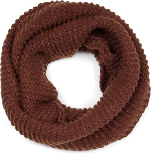styleBREAKER Unisex Strick Loop Schal Einfarbig mit Wellenmuster, warmer Winter Strickschal, Schlauchschal 01018169, Farbe:Schokobraun